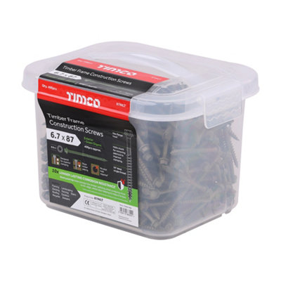 Timco 6.7 X 87 Hex - Exterior - Timber Frame Construction & Landscaping Screws (Tub 400)