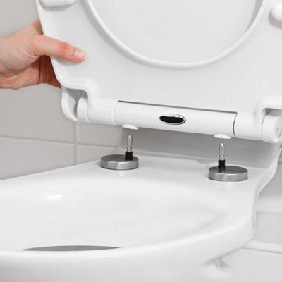 Tanness White Standard Toilet Seat Quick Release Hinges For Cleaning Durable Thermoset With Top Fixings Soft Close