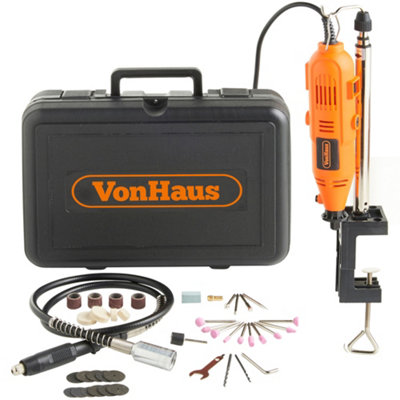 Vonhaus 135W Rotary Multi Tool Set, 40Pcs Accessories Kit With Stand, Rotary Combi Tool, 6 Speeds, Mini Grinder, Drill, Cut