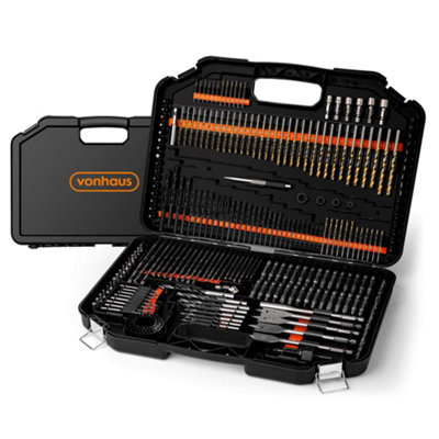 Vonhaus Drill Bit Set, 246Pc Combination Set With Screwdriver, Masonry And Wood Bits, Comes With A Storage Case Black