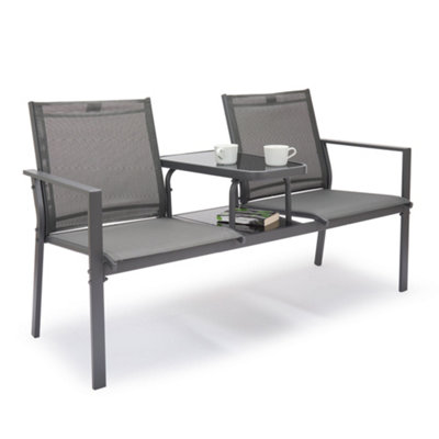 B&Q -  Love Seat For GardenGrey 2 Seater Textilene Jack & Jill LoveseatPatio & Companion Set For Outdoor & TerraceParis