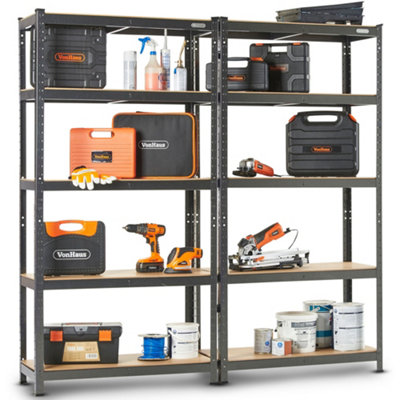 Vonhaus Pack Of Two 5 Tier 1.8M Garage Shelving Units from B&Q