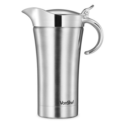Vonshef 1L Gravy Boat Stainless Steel Body, Double Insulated Jug Ideal For Gravy, Custard & Cream