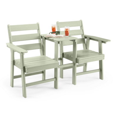 Vonhaus Adirondack Love Seat 2 SeaterSage Green Jack & Jill Patio SetWaterproof HdpeCompanion Set W/ Parasol HoleWestport from B&Q