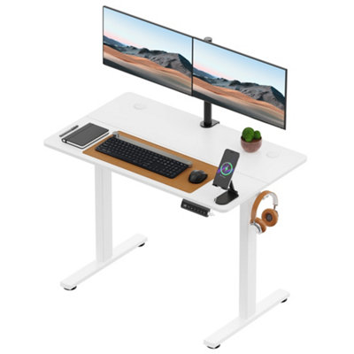 B&Q -  Electric Standing DeskHeight Adjustable Sit Stand Desk3 Height Preset Technology100X60CmWhite Desktop & Frame