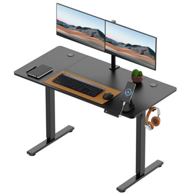 B&Q -  Electric Standing DeskHeight Adjustable Sit Stand Desk3 Height Preset Technology120X60CmBlack Desktop & Frame