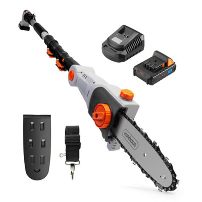 B&Q -  Pole Chainsaw CordlessLong Reach Telescopic Cutter20V BatteryChargerShoulder Strap180mm Cutting Width