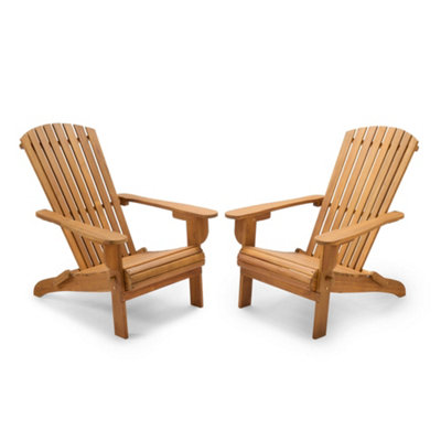 Vonhaus Folding Adirondack Chairs Set Of 2Outdoor Acacia Wood Garden Chairs & Teak OilWeather ResistantHudson from B&Q