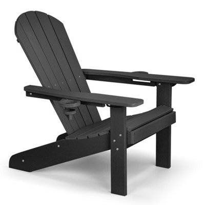 Vonhaus Black Adirondack ChairReclining Slatted Garden ChairWeather Resistant Hdpe Outdoor Armchair For PatioWestport from B&Q