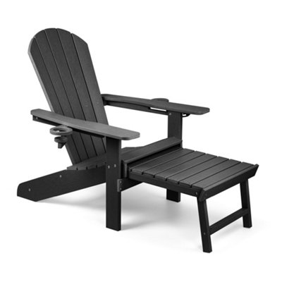 Vonhaus Black Adirondack Chair With FootrestReclining Garden ChairWeather Resistant Hdpe Outdoor Armchair For PatioWestport from B&Q