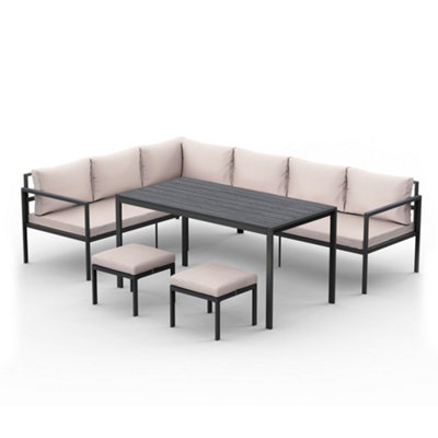 Vonhaus Garden Furniture Set7 Seater Outdoor Dining Set With Corner SofaTable & StoolRemovable Cushions & Steel FrameAruba from B&Q