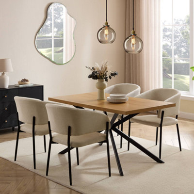 Vonhaus Dining Table6 Seater Kitchen Table For Dining RoomRectangular Wood Effect With Black Cross LegsW150 X D85CmAbel from B&Q