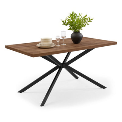 Vonhaus Dining Table6 Seater Kitchen Table For Dining RoomRectangular Wood Effect With Black Cross LegsW150 X D85CmAbel from B&Q