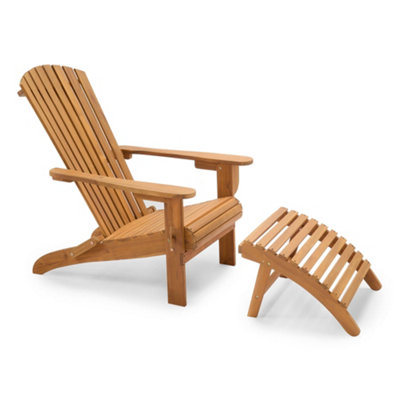 Vonhaus Folding Adirondack Chair & FootstoolAcacia Wood Garden Chair With Foot StoolWeather ResistantHudson from B&Q