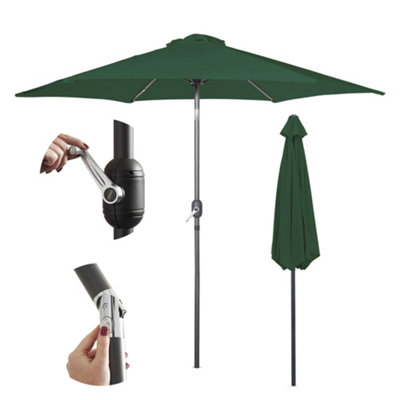 Vonhaus Parasol 2.7MGarden UmbrellaSun Shade Canopy With Hand CrankTilt FunctionUv30+ ProtectionAir VentSteel Frame from B&Q