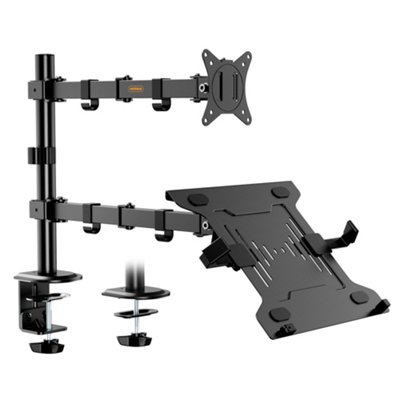 B&Q -  Monitor Arm Mount With Laptop Tray For 13-32 Inch ScreenFull Motion Tilt & RotateWorkstation With Cable Management