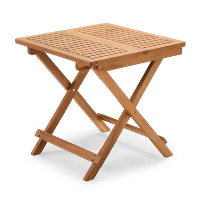 Vonhaus Adirondack Side Table, Wooden Folding Garden Table, Acacia Hardwood Foldable End Table For Garden, Outdoor Drinks Table