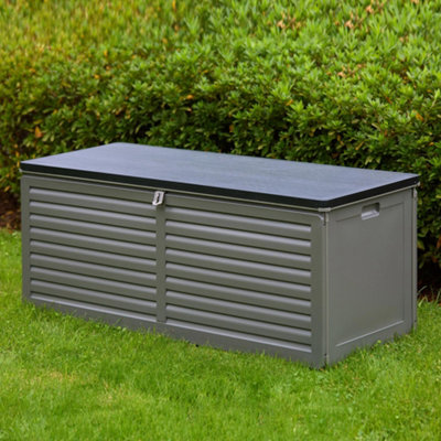 Vonhaus Garden Storage Box, Outdoor Utility Chest, Weatherproof Plastic, Lockable Lid, Sliding Bar Hinge, Carry Handles 390L