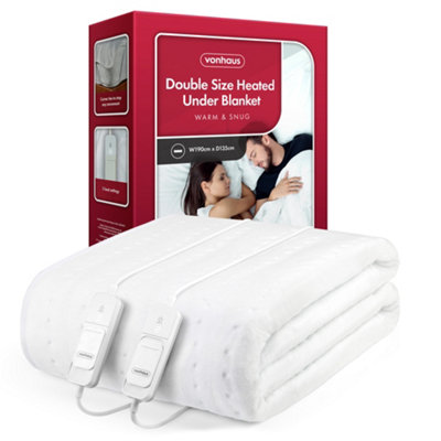 Vonhaus Electric Blanket DoubleHeated Mattress Topper Under SheetDual ControlsCorner Ties3 SettingsMachine Washable from B&Q