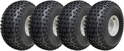 B&Q -  22X11.00-8 Knobby Atv Tyres 4 Stud Rim Trailer Quad Wheels 100mm Pcd (Set Of 4)