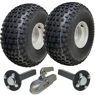 Parnells 22X11.00-8 Knobby Atv Quad Trailer Kit Wheels, Axles, Cast Hitch Capacity 310Kgs Black