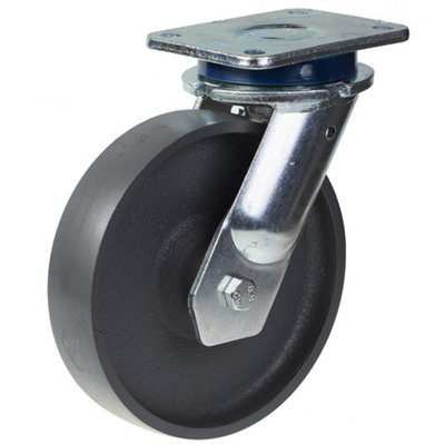 Parnells 200mm Swivel Castor With Grey Cast Iron Wheel from B&Q