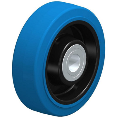 B&Q -  125mm Wheel With Blue Elastic Rubber On Nylon Centre