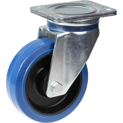 Parnells 160Mm Swivel Castor With Blue Elastic Rubber On Nylon Centre Wheel B&Q