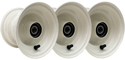 B&Q -  4.50X6 Rim Steel Wheel Welded 20mm Ball Bearing 80mm Hub Length + Cap (Set Of 3)