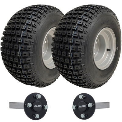 Parnells 18X9.50-8 Atv Quad Trailer Kit Knobby Wheels Hub & Stub Axles 204Kgs Capacity Black