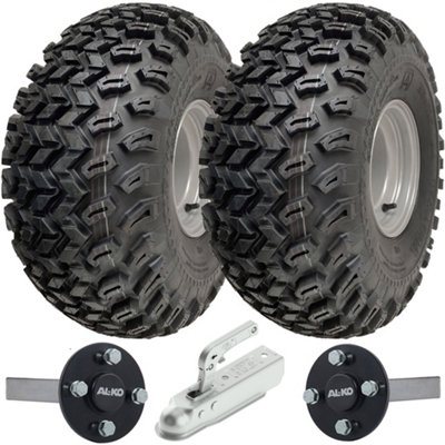 Parnells Black 22X11.00-8 Utility Atv Quad Trailer Kit Wheels Alko Axles & Hitch Capacity 750Kg