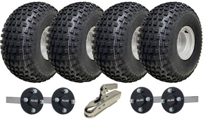Parnells 22X11.00-8 Twin Axle Knobby Atv Quad Trailer Kit Alko Axles Road Legal 620Kgs Black