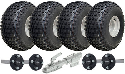 Parnells 22X11.00-8 Knobby Atv Quad Trailer Kit Wheels Alko Axles Swivel Hitch Load 620Kg from B&Q