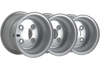 Parnells Silver 5.50X8 Steel Wheel Rims Stud 4" Pcd 66.7Mm Centre Hole 357Kgs Load (Set Of 3) Size 4