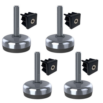 Parnells Stainless Foot M10X50 50mm Base Has Rubber Pad + Insert 40X40X1.5mmSet Of 4 from B&Q