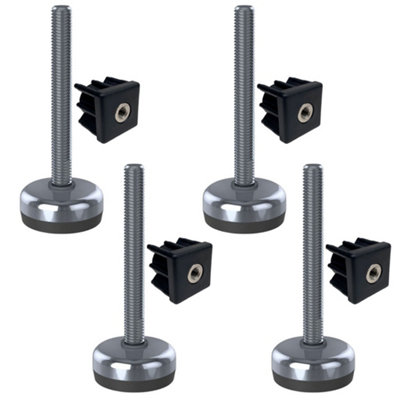 Parnells Stainless Foot M12X100 50mm Base Has Rubber Pad + Insert 30X30X1.5mmSet Of 4 from B&Q