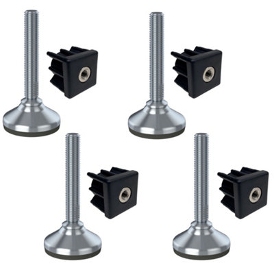 Parnells Stainless Foot M16X100 65mm Base Has Rubber Pad + Insert 50X50X2mmSet Of 4 from B&Q