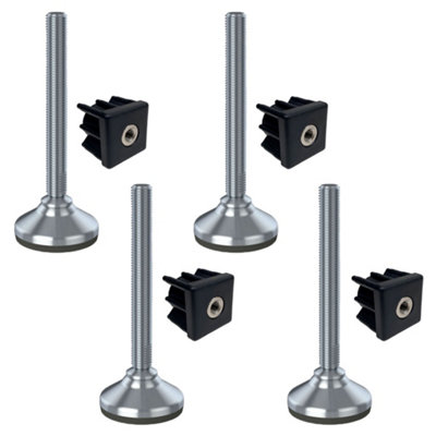 Parnells Stainless Foot M16X150 65mm Base Has Rubber Pad + Insert 40X40X2mmSet Of 4 from B&Q