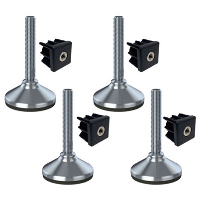 Parnells Stainless Foot M16X100 80mm Base Has Rubber Pad + Insert 40X40X2mmSet Of 4 from B&Q