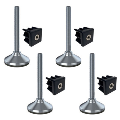 Parnells Stainless Foot M16X150 80mm Base Has Rubber Pad + Insert 50X50X2mmSet Of 4 from B&Q