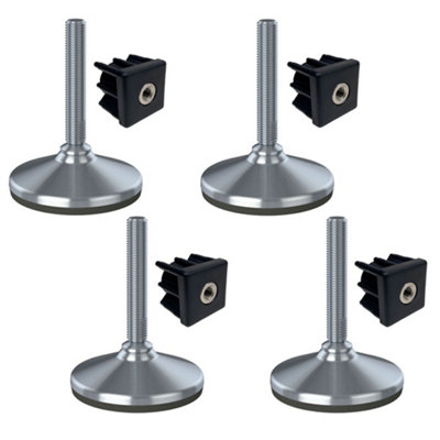 Parnells Stainless Foot M16X100 105mm Base Has Rubber Pad + Insert 40X40X1.5mm -Set Of 4 from B&Q