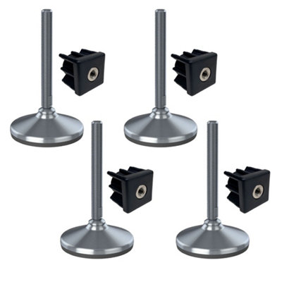 Parnells Stainless Foot M16X150 105mm Base Has Rubber Pad + Insert 40X40X2mmSet Of 4 from B&Q