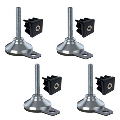 Parnells Stainless Foot M12X70 65mm BasePad & Fixing Hole+Insert 40X40X1.5mm-Set Of 4 from B&Q