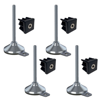 Parnells Stainless Foot M12X150 80mm BasePad & Fixing Hole+Insert 40X40X1.5mm-Set Of 4 from B&Q