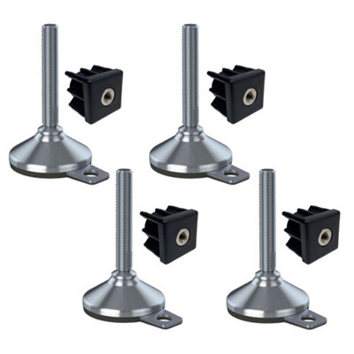 Parnells Stainless Foot M16X100 80mm BasePad & Fixing Hole+Insert 40X40X1.5mm-Set Of 4 from B&Q