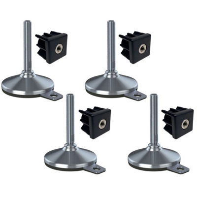 Parnells Stainless Foot M16X100 105mm BasePad & Fixing Hole+Insert 40X40X1.5mm-Set Of 4 from B&Q