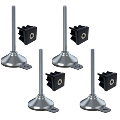 Parnells Stainless Foot M16X150 80mm BasePad & Fixing Hole + Insert 40X40X2mm-Set Of 4 from B&Q
