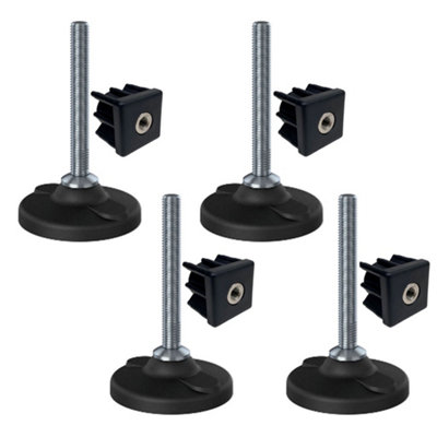 Parnells Stainless Foot M12X100 80mm Plastic Base With Holes+Insert 40X40X1.5mm-Set Of 4 from B&Q