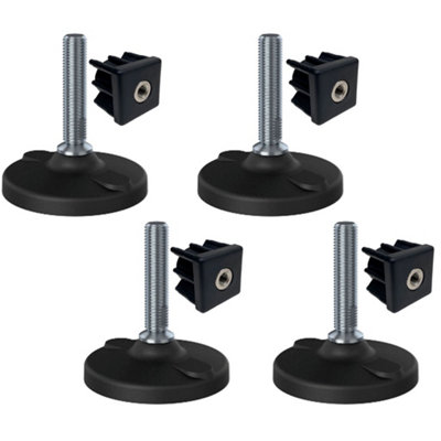 Parnells Stainless Foot M16x70 100Mm Plastic Base With Holes+Insert 50X50x2mm - Set Of Size 4 B&Q