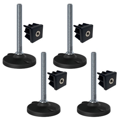 Parnells Stainless Foot M16X150 100mm Plastic Base With Holes+Insert 40X40X1.5mm-Set Of 4 from B&Q